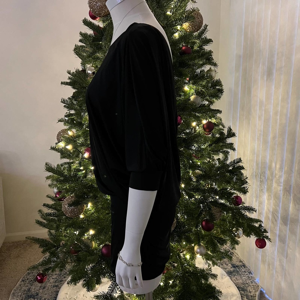 BCBGeneration Black Ruched Dress Size Medium - Picture 3 of 16